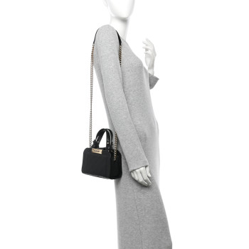 CHANEL Grained Calfskin Stitched Mini Label Click Shopper Tote Black