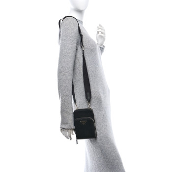 PRADA Saffiano Smartphone Case Crossbody Black