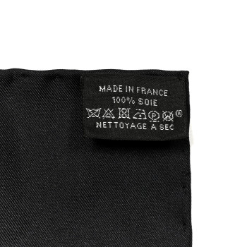 HERMES Silk Brides De Gala Scarf 90 Black Creme Gold