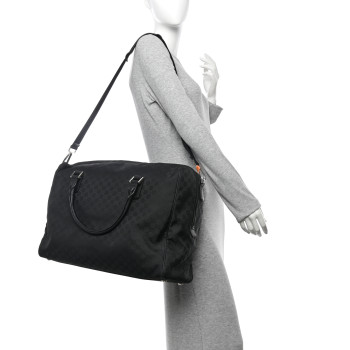 GUCCI Nylon Monogram Large Duffle Bag Black