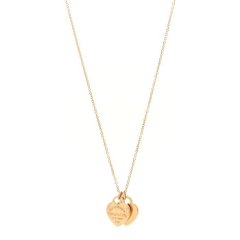 TIFFANY 18K Yellow Gold Return to Tiffany Mini Double Heart Tag Pendant Necklace