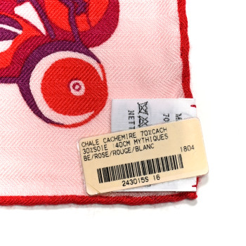 HERMES Cashmere Silk Mythiques Phoenix Coloriage Shawl 140 Rose Rouge White