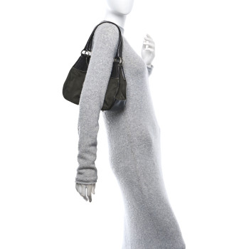 PRADA Tessuto Nylon Calfskin Shoulder Bag Mimetico Moro