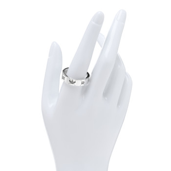 GUCCI X ADIDAS Sterling Silver Trefoil GG Monogram Band Ring 62 10