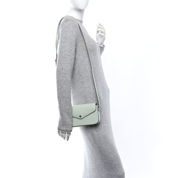 GUCCI Calfskin GG Super Mini Shoulder Bag Pale Green