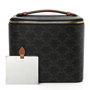 【CELINE】Celine vanity in Triomphe canvas and calfskin MINI VANITY CASE IN TRIOMPHE CANVAS AND CALFSKIN - TAN | CELINE