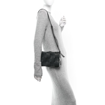 BOTTEGA VENETA Lambskin Maxi Intrecciato Cassette Crossbody Bag Black