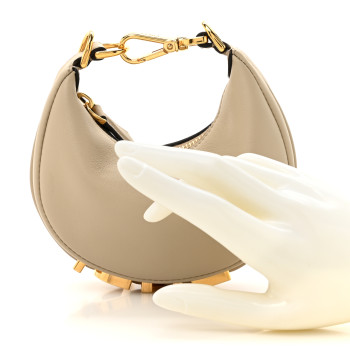 FENDI Vitello Grace Matte Nano Fendigraphy Hobo Charm Nuvola