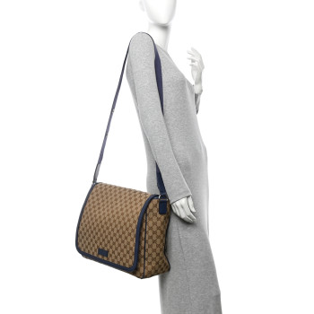 GUCCI Monogram Convertible Diaper Bag Blue