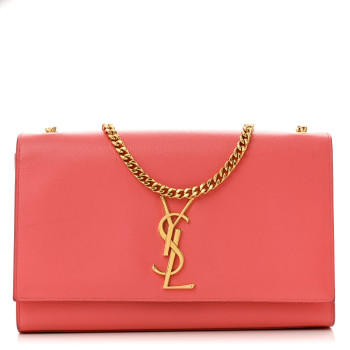SAINT LAURENT Grain De Poudre Medium Classic Monogram Kate Satchel Rose Clair