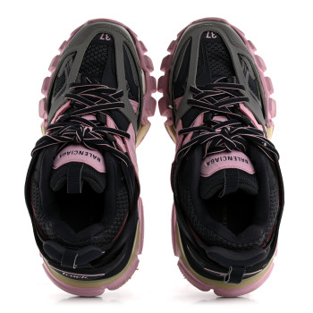 BALENCIAGA Mesh Rubber Tri-Color Womens Track Sneakers 37 Dark Grey Pink Grey