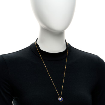 CARTIER 18K Yellow Gold Diamond Lapis Lazuli SM Amulette de Cartier Pendant Necklace