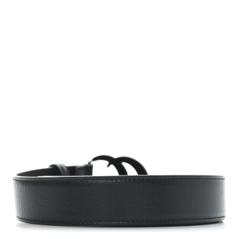 GUCCI Azalea Calfskin Enamel Monochrome Double G 30mm Belt 105 42 Black