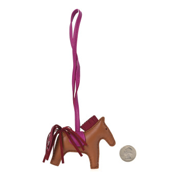 HERMES Milo Lambskin Grigri Rodeo Horse Bag Charm PM Gold Rubis Rose Pourpre