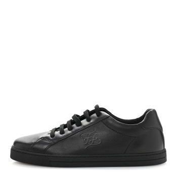 FENDI Vitello Karligraphy Embossed Low Top Sneakers 38 Black