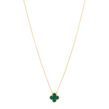 VAN CLEEF & ARPELS 18K Yellow Gold Malachite Vintage Alhambra Pendant Necklace
