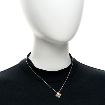 VAN CLEEF & ARPELS 18K White Rose Gold Diamond Guilloche Vintage Alhambra Pendant Necklace