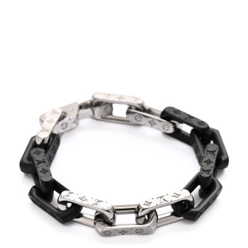 LOUIS VUITTON Metal Monogram Chain Bracelet Silver Black