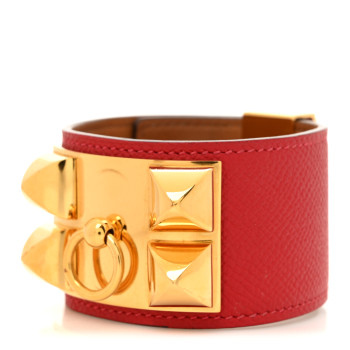 HERMES Epsom Collier de Chien CDC Bracelet L Rouge Casaque