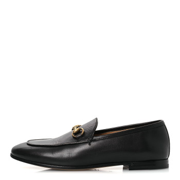 GUCCI Calfskin Womens Jordaan Loafers 35.5 Black