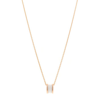 BULGARI 18K Rose Gold White Ceramic B.Zero1 Pendant Necklace