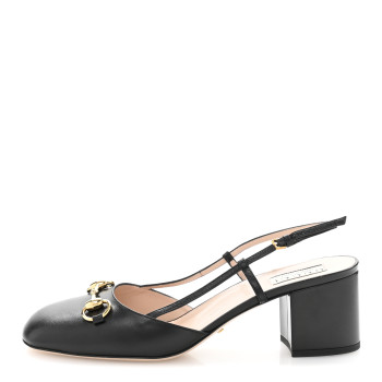 GUCCI Malaga Kid Horsebit 70mm Slingback Pumps 40 Black