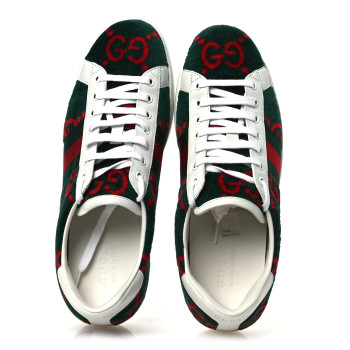 GUCCI Terry Cloth Big GG Monogram Mens Sneaker 9.5 Green Red