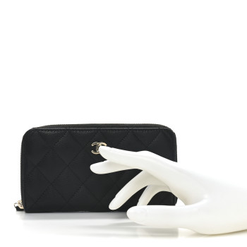 CHANEL Caviar Quilted Medium Zip Around Wallet Black