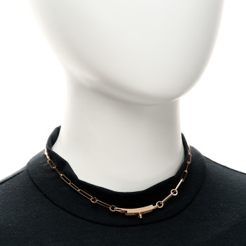 HERMES 18K Rose Gold Diamond Pave Kelly Chaine Choker Necklace