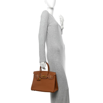 HERMES Togo Brikin 30 Gold