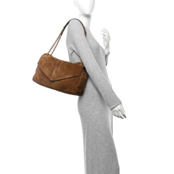 SAINT LAURENT Suede Large Calypso Caramel Cognac