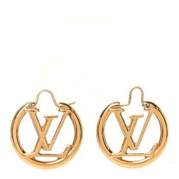 LOUIS VUITTON Metal Small Louise Hoop Earrings Gold