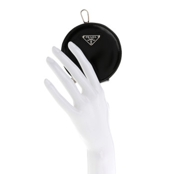 PRADA Spazzolato Round Coin Pouch Bag Charm Black