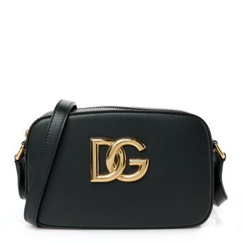 DOLCE & GABBANA DOLCE GABBANA Calfskin Camera Crossbody Bag Black