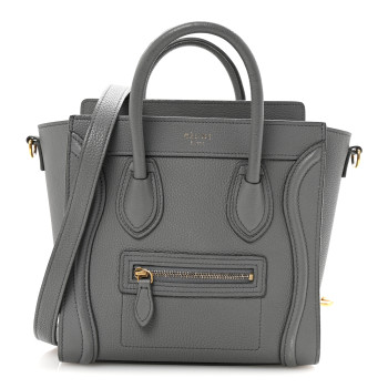 CELINE Baby Drummed Calfskin Nano Luggage Kohl