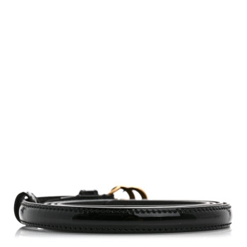 GUCCI Patent Double G Thin Belt 105 42 Black