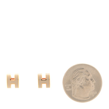 HERMES Gold Lacquered Mini Pop H Earrings Marron Glace