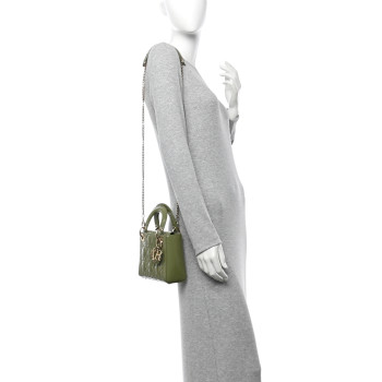 CHRISTIAN DIOR Patent Cannage Mini Lady Dior Dusty Green