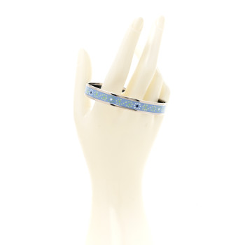 HERMES Enamel Printed Narrow Bracelet 70 Bleu
