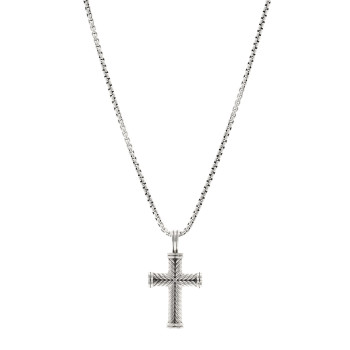 DAVID YURMAN Sterling Silver Chevron Cross Pendant Necklace