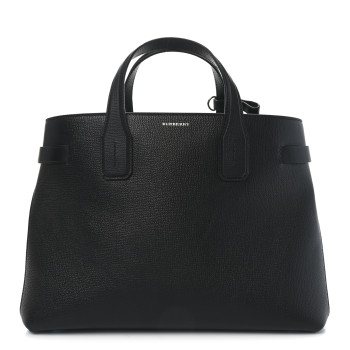 BURBERRY Derby Calfskin Medium Banner Tote Black