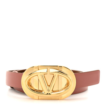 VALENTINO GARAVANI Calfskin VLogo Reversible Belt 70 28 Poudre Brown