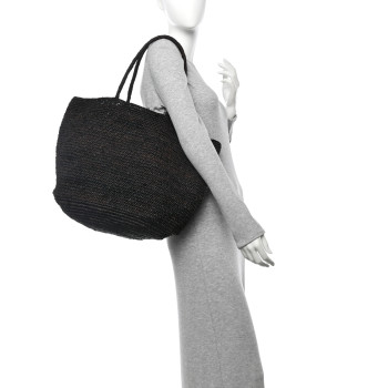 THE ROW Raffia Oregon Bag Black