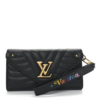 LOUIS VUITTON Calfskin New Wave Long Wallet Black LOUIS VUITTON Calfskin New Wave Long Wallet Black