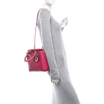 CHRISTIAN DIOR Snakeskin Medium Lady Dior Pink