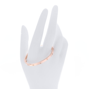 CARTIER 18K Pink Gold 6 Diamond Small LOVE Bracelet 15