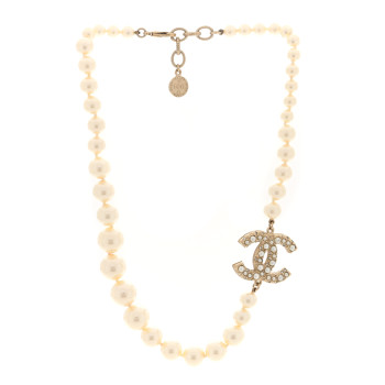 CHANEL Pearl CC 100th Anniversary Necklace Light Gold