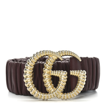 GUCCI Calfskin Elastic Torchon Double G 40mm Belt 80 32 Burgundy