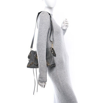 BALENCIAGA Chevre Gold Metallic Edge Hardware S City Gris Acier