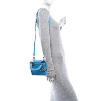CHRISTIAN DIOR Lambskin Cannage Mini Lady Dior Blue